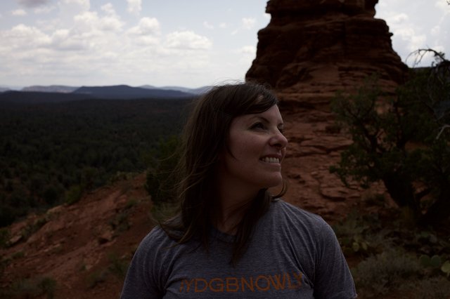 Woman Smiling at Red Rock Canyon Vista