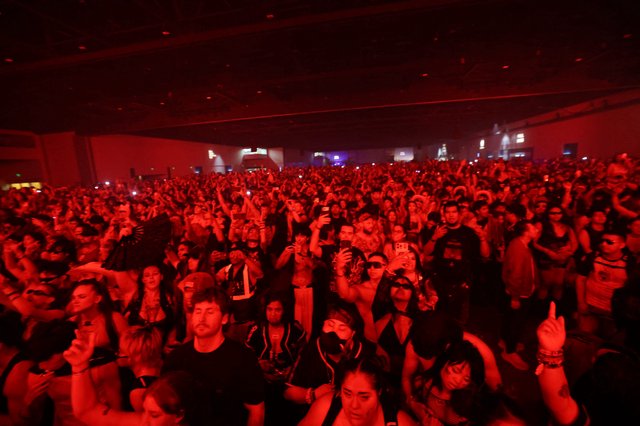 Massive Crowd Bathed in Red Light at Wobbleland 2026