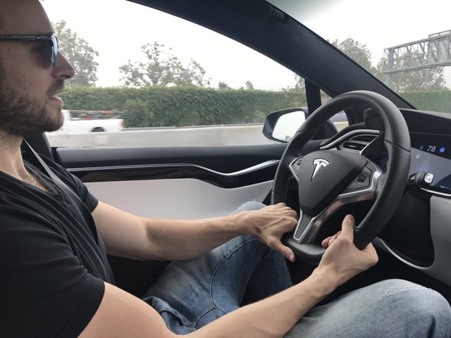 Driving a Tesla in Long Beach