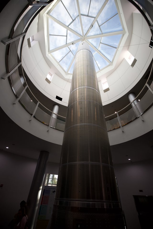 Modern Cylindrical Elevator Shaft with Geometric Skylight