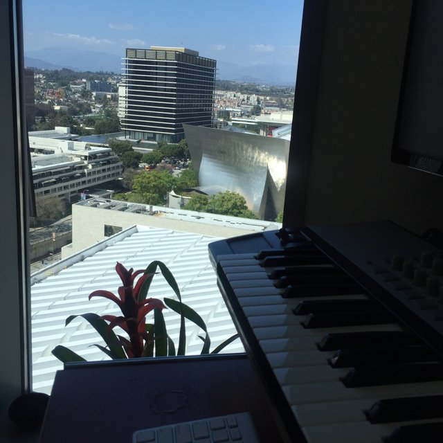 Keyboard Serenade amidst Cityscape