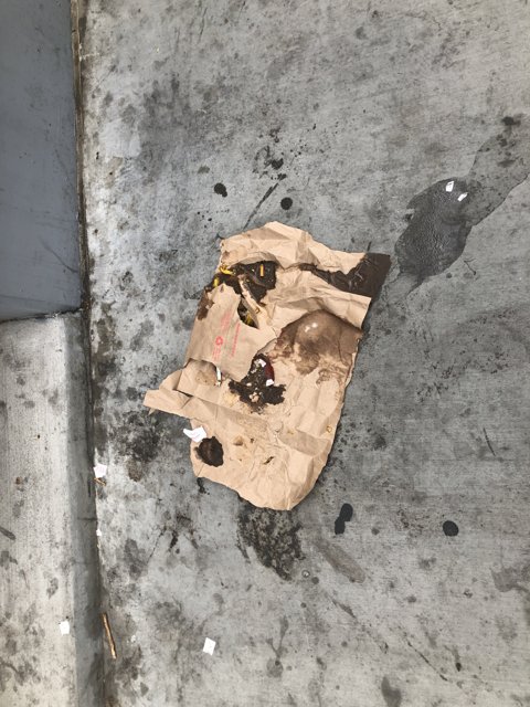 Discarded Trash Marred by Tar Stains