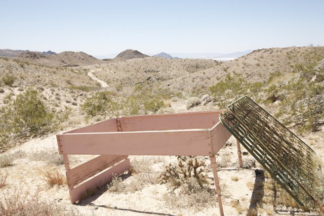 Pink Metal Fence in the Desert