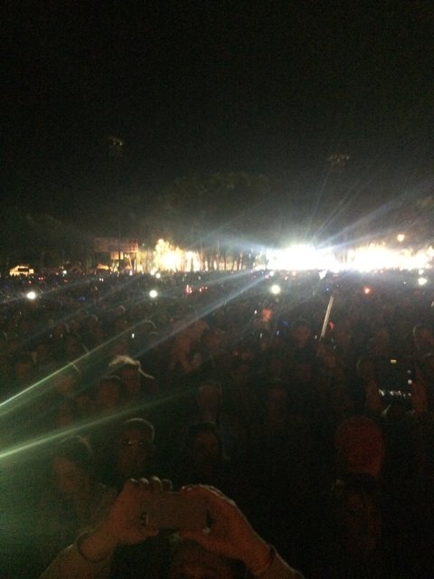 Nighttime Crowd Gathers for Concert