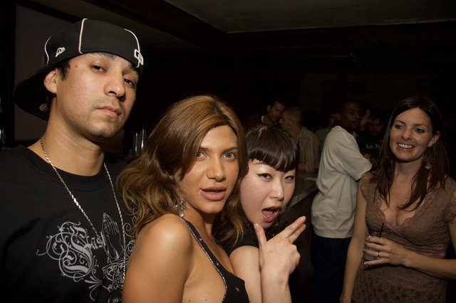 Friends Posing Together at a Nightclub Party 2006