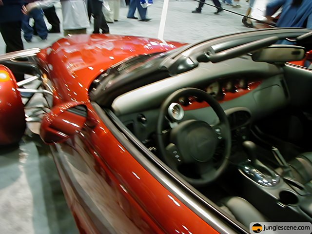 Red Sports Car with Dashboard and Steering Wheel