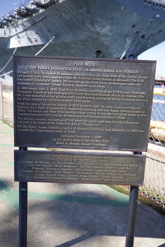Historic Doolittle Raid Memorial Plaque at USS Hornet Museum