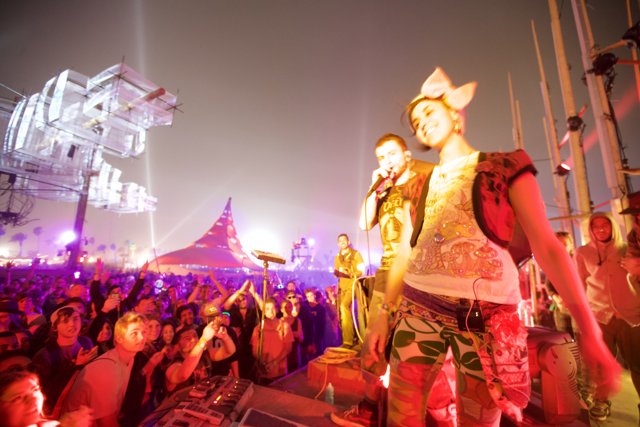Coachella Gets Lit: Nighttime Crowd at Music Festival