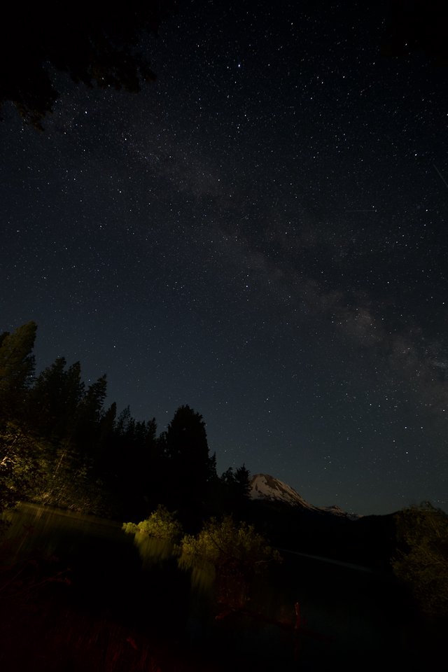 Milky Way Arches Over Mount Lassen at Night