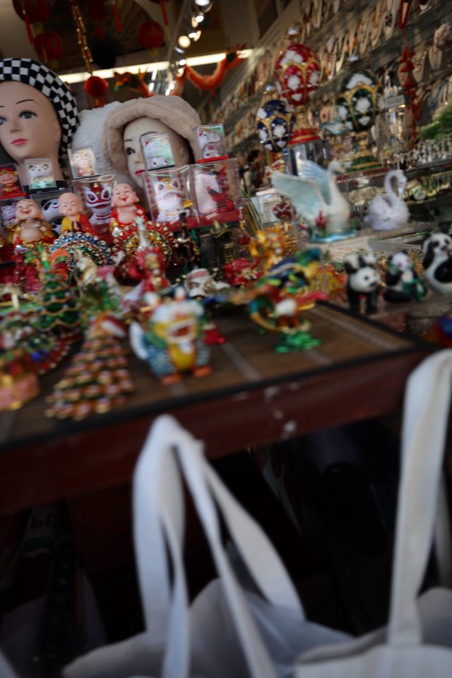 Colorful Asian Trinket and Souvenir Shop Display