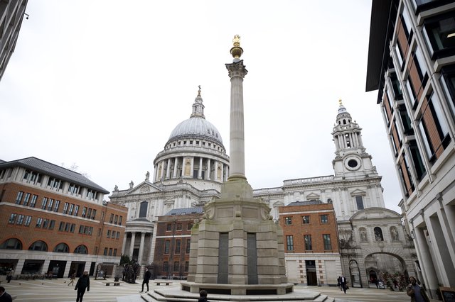 St Paul's Cathedral and Monument to the Great Fire of London