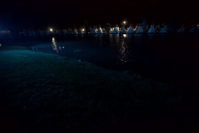 Night Boats at a Glowing Lake