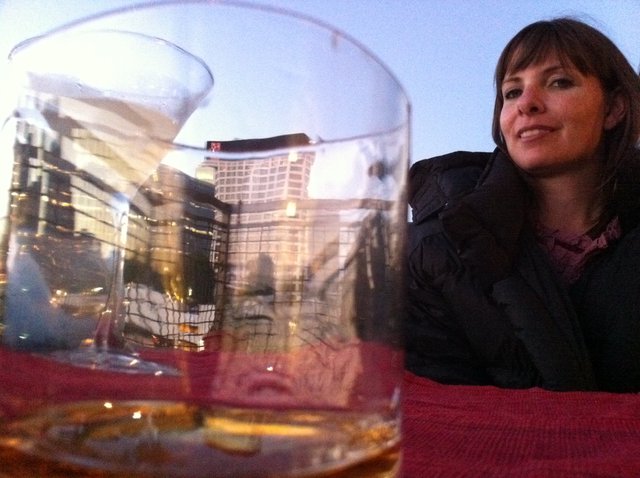 Rooftop Cocktail Hour with City Skyline View