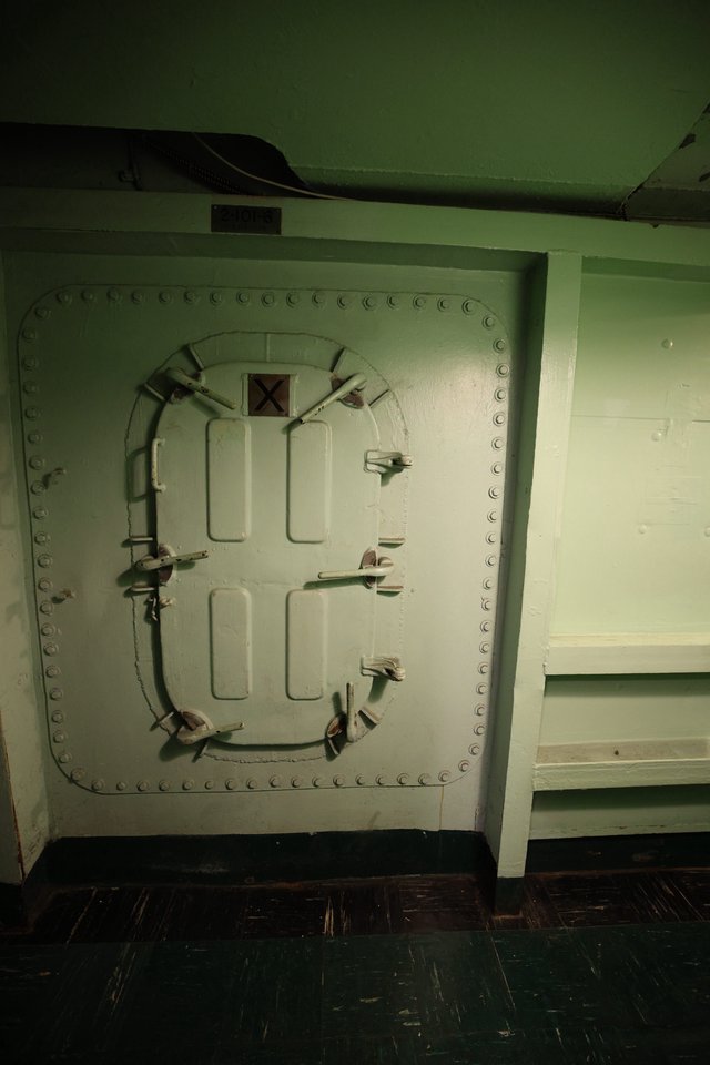 Watertight Hatch Door on USS Hornet Aircraft Carrier