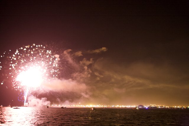 Pyrotechnic Extravaganza over Watery Skies