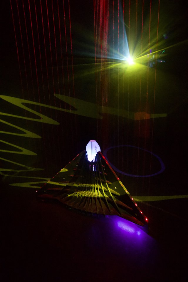 Illuminated Art Installation with Laser Light Display
