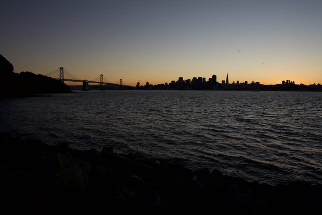 Sunset over San Francisco Bay Bridge