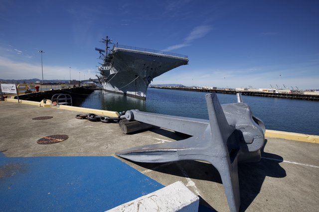 Aircraft Carrier USS Hornet Docked at Harbor