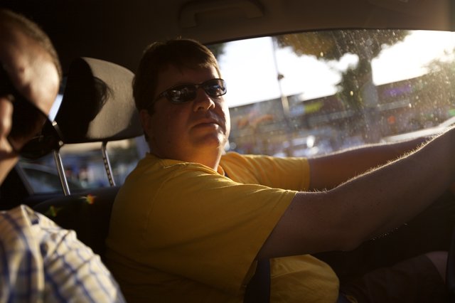 Golden Hour Driver Behind the Wheel Urban Ride