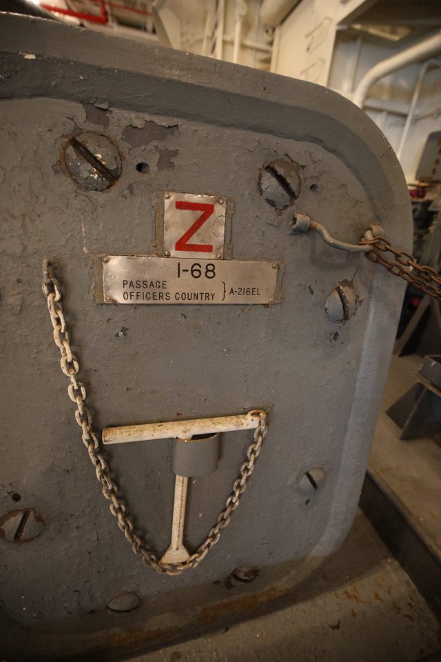 Vintage Naval Watertight Door on USS Hornet