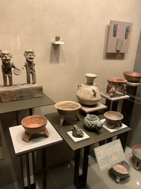 Pottery and Artifacts on Display in Museum