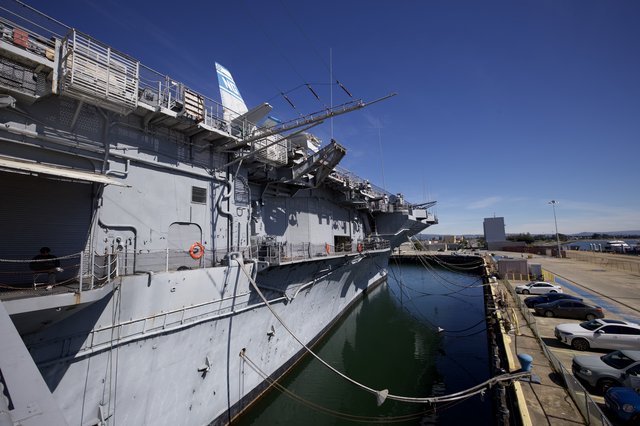 USS Hornet Aircraft Carrier Docked at Port