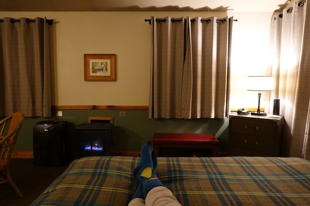 Cozy Hotel Room with Fireplace View