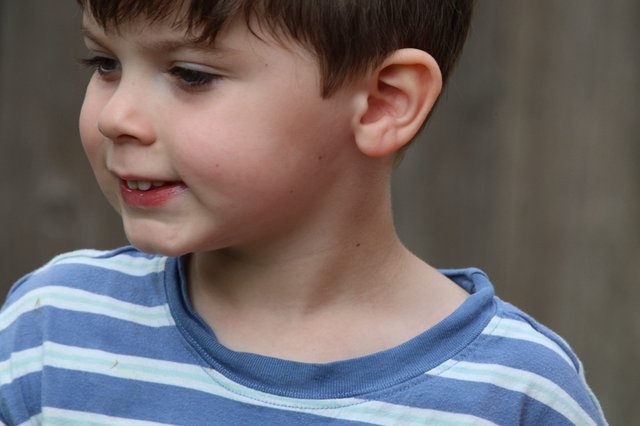 Young Boy in Striped Shirt Portrait