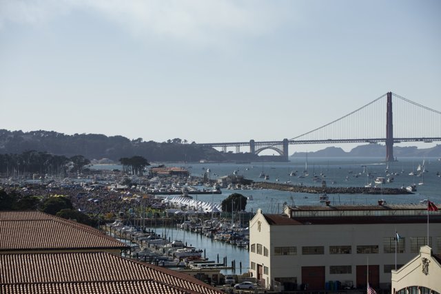 Stunning Cityscape: Bridge Over Waterfront Vista, Fleet Week 2023