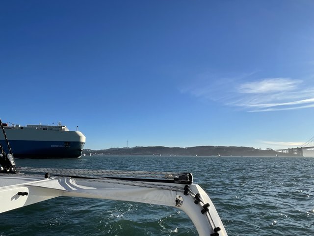 Sailboat Docked under the San Francisco Bridge