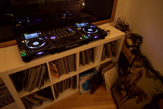 DJ Set-Up on Bookshelf