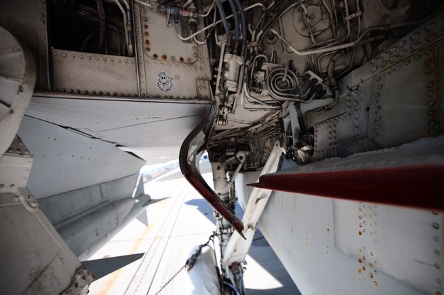 Detailed View of Vintage Aircraft Weapons System