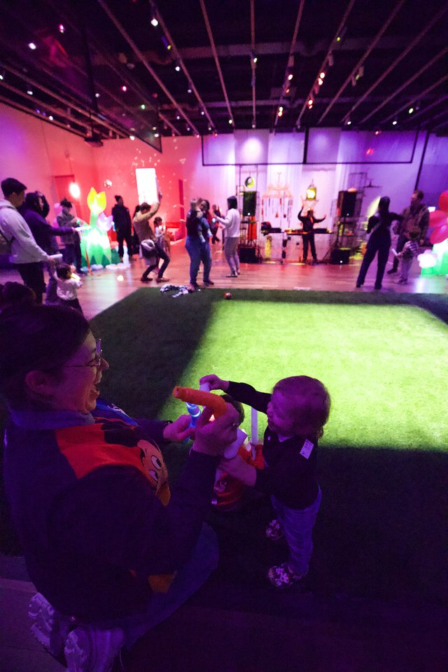 Children and Families at Baby Rave Interactive Light Installation
