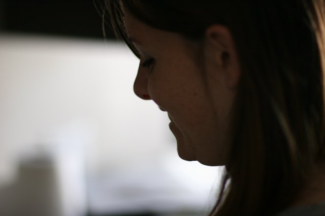 Silhouetted Profile of a Woman in Dramatic Light
