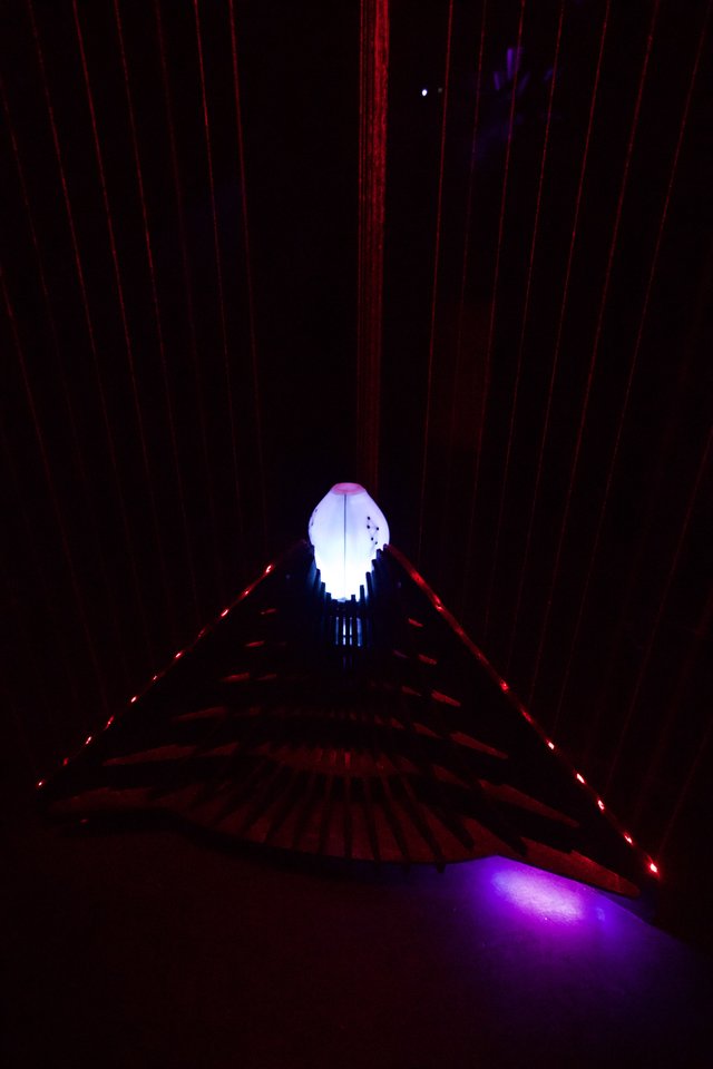 Illuminated Sculptural Installation with Red Laser Display