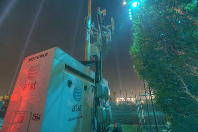 Cell Phone Tower Lights Illuminate the Night Sky
