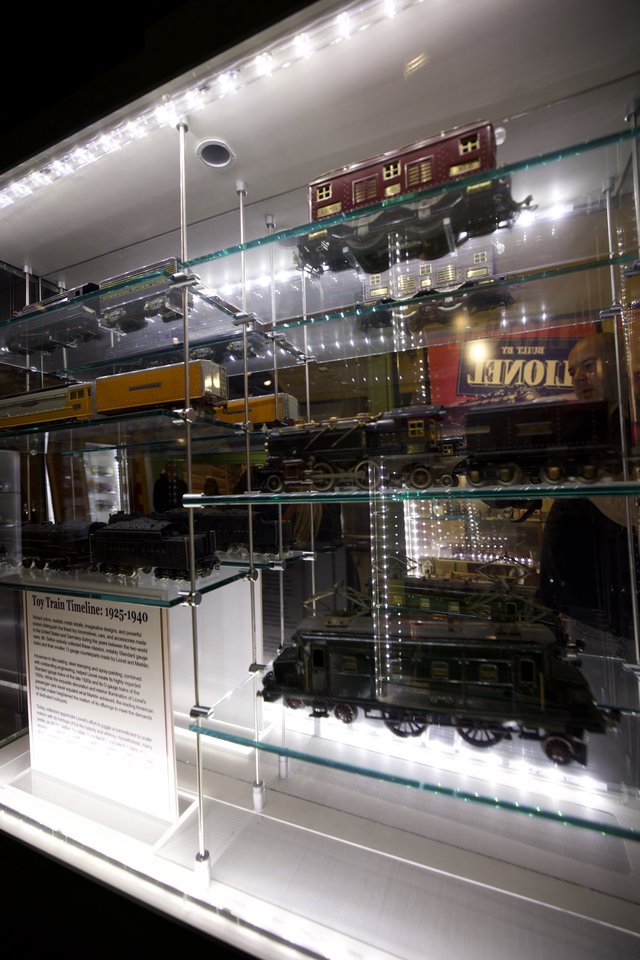 Vintage Toy Train Collection Display in Museum