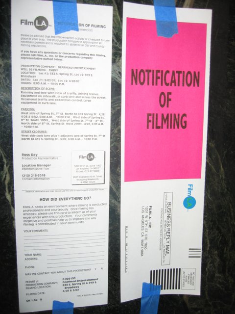 Notification of Filming Tickets