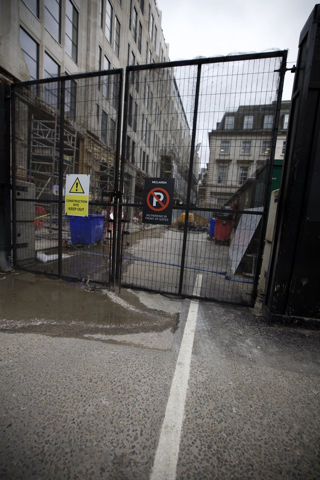 Construction Site Entrance with No Parking Gates