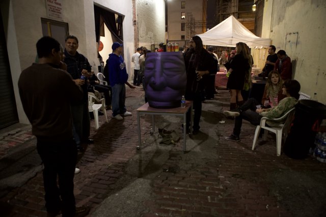 Purple Statue in the Outdoor Market
