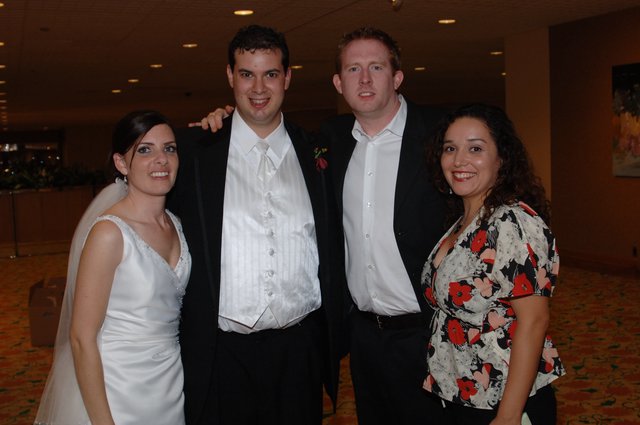 Newlyweds Celebrate with Friends at Wedding Reception