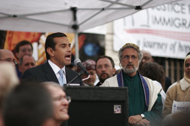 Antonio Villaraigosa speaks at a rally