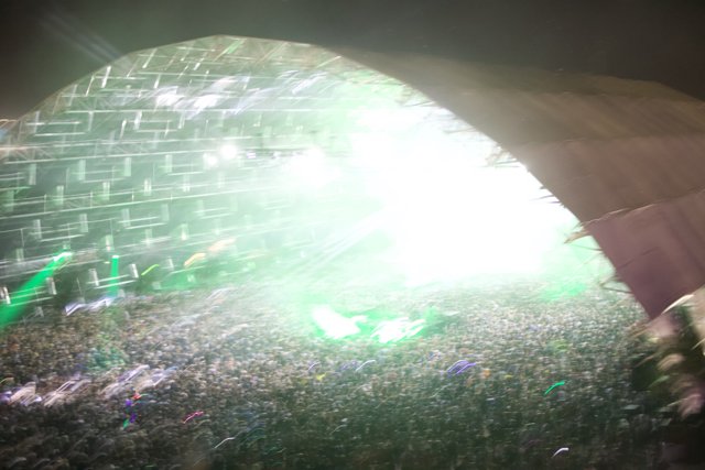 Green Lights Illuminate the Massive Crowd at Coachella