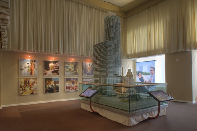 Miniature Model of a Building on Display in a Room