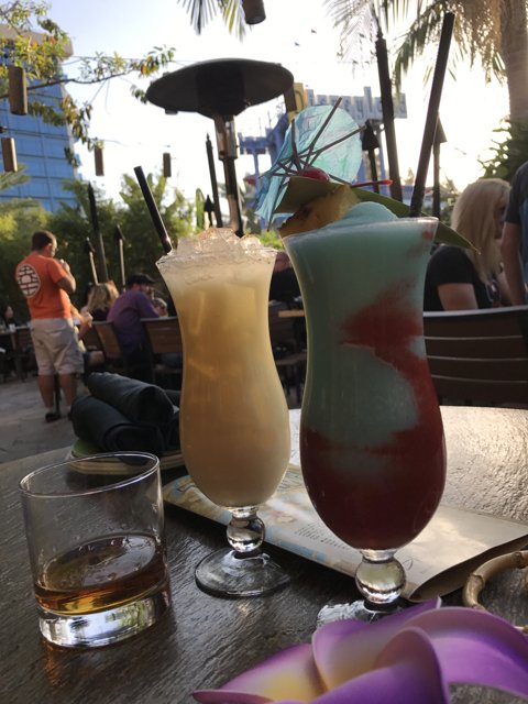 Refreshing beverages in a tropical paradise