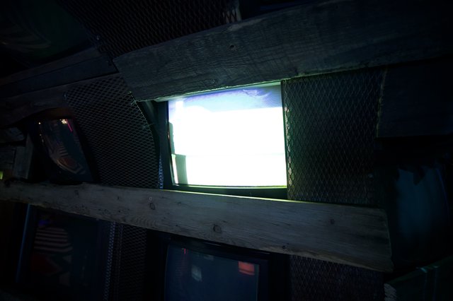 Illuminated Display in Dark Industrial Space