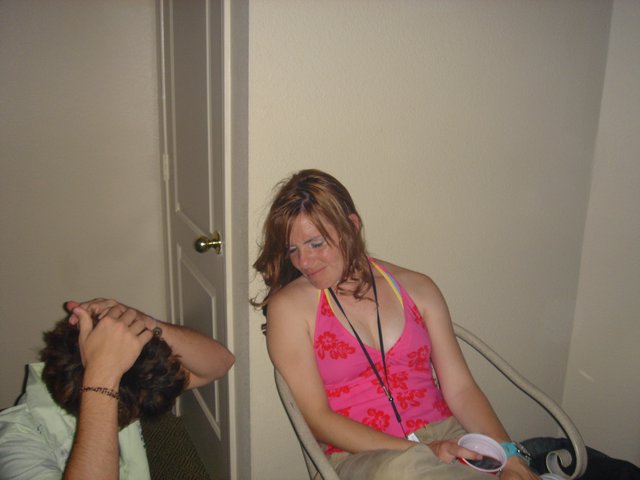 Young Woman Relaxing at Indoor Gathering 2004