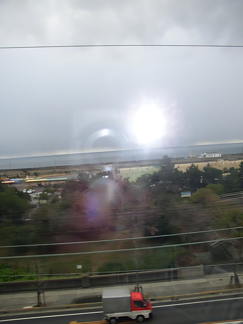 Ocean's View from Train Window