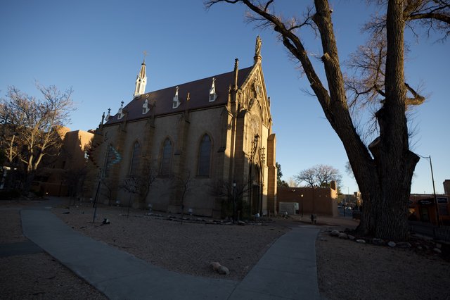 Historic Loretto Chapel at Golden Hour in Santa Fe