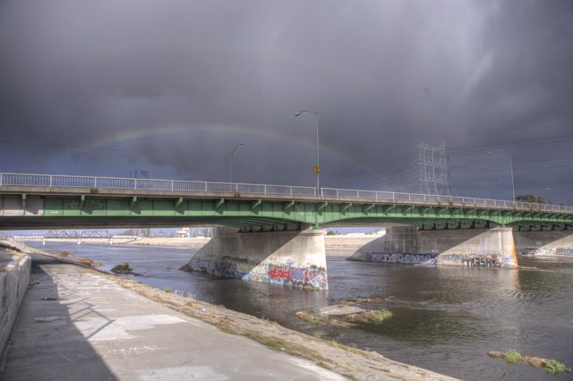 Rainbow bridge over freeway